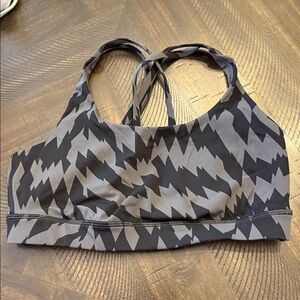 Lululemon Women's Black & Grey Patterned Sports Bra - 8